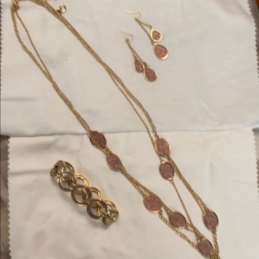 Set of necklace, earrings and bracelet